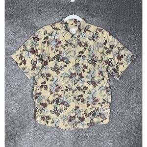 Vintage Hasting & Smith Floral Short Sleeve Button Up Top‎ Womens Size Large Tan